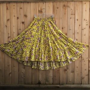 ANTHROPOLOGIE Clarabelle Maxi Skirt yellow with florals SIZE M NWT